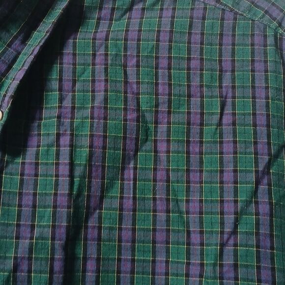 Brooks Brothers Original Polo Shirt green blue plaid long sleeve button down Sz - Picture 4 of 8
